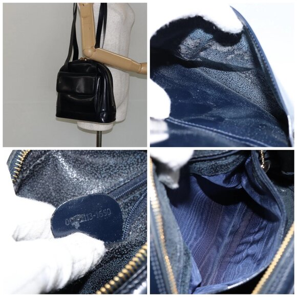 GUCCI Bamboo Shoulder Bag Patent leather Navy Gold - Picture 16 of 16